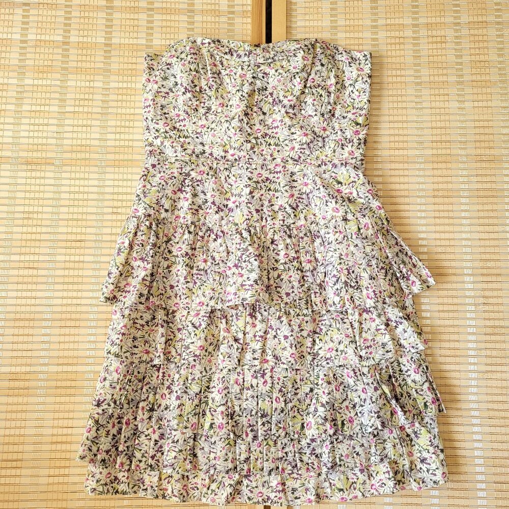 NWT J.CREW Floral Strapless Ruffle Dress